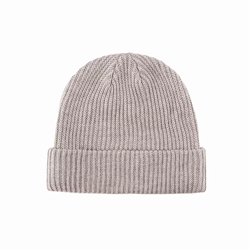 100% RPET Blank Ribbed Cuffed Beanie-grey-PBN0407
