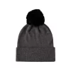 100% RPET Blank Ribbed Cuffed Pompom Beanie-grey-PBN0507
