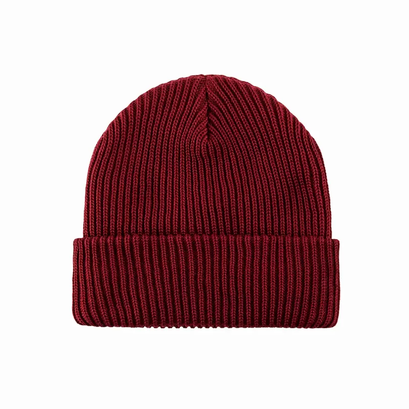 100% RPET Ribbed Knit Blank Cuffed Beanie-wine-PBN0314
