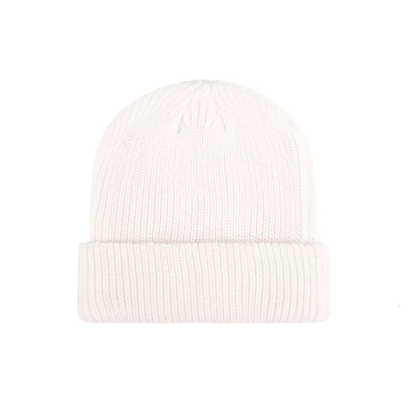 100% rPET Blank Classic Ribbed Cuffed Beanie-white-PBN0602