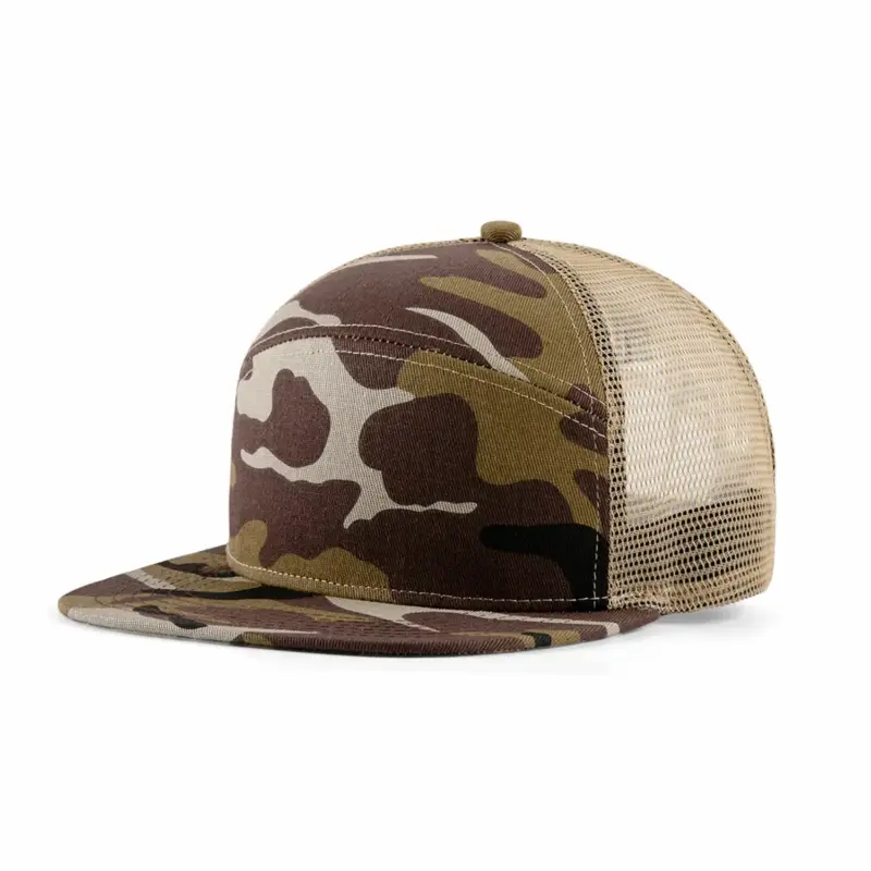 Recycled Cotton Camouflage Blank Trucker Cap – Eco-Friendly, Stylish Headwear-Khaki camo-CCT605-main image