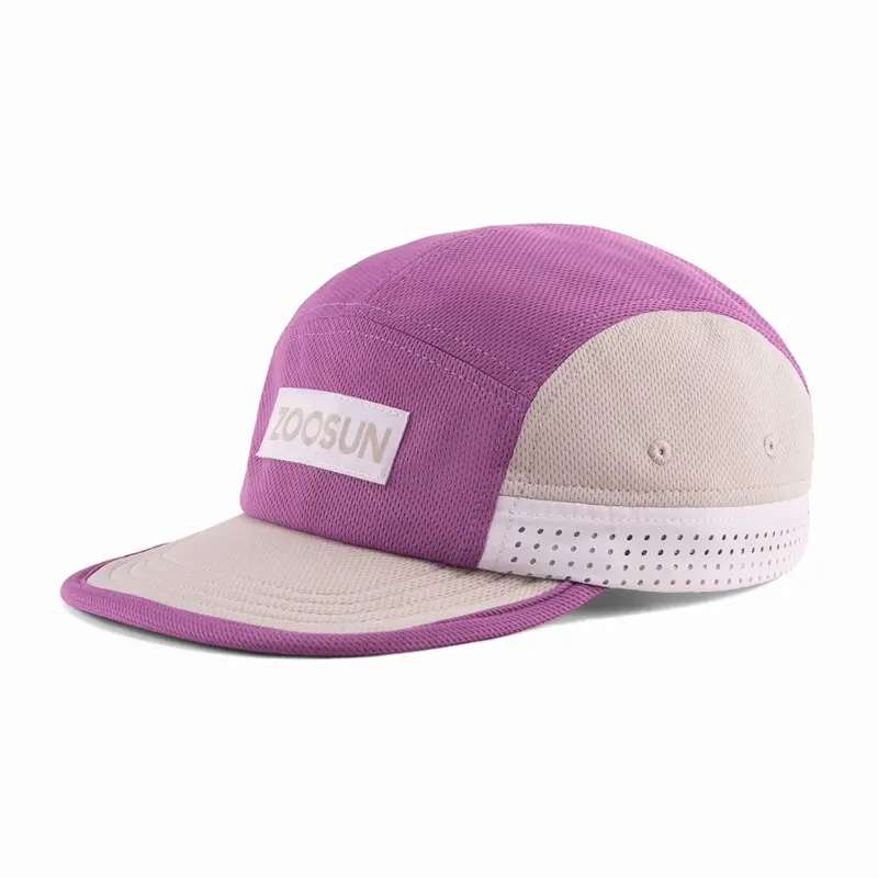 Recycled Polyester Breathable Colorblock 5-Panel Hat