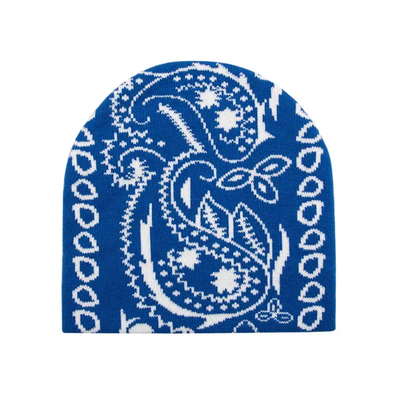 Paisley Jacquard Black Beanie