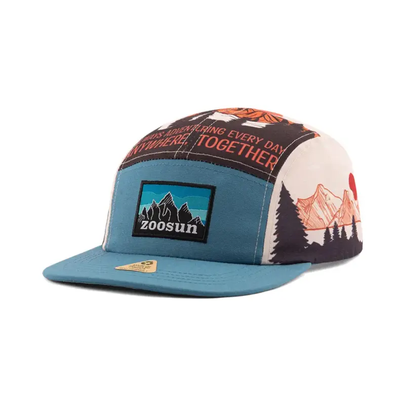 Eco-Friendly Canvas Pattern Print 5 Panel Camp Cap