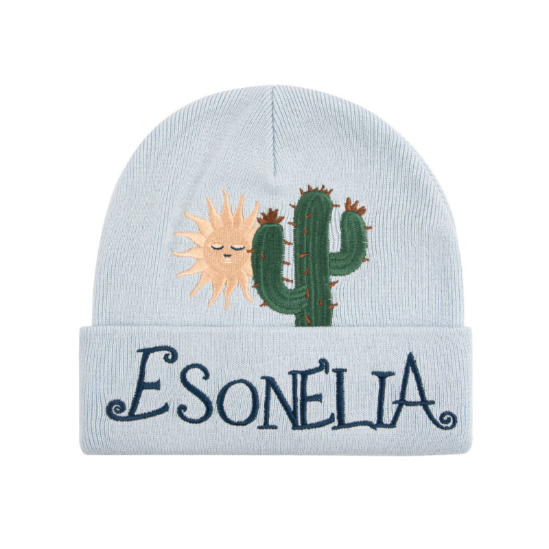 Embroidery Cuffed Knit Beanie