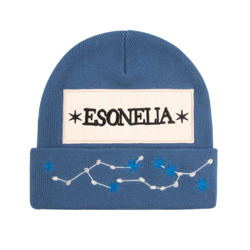Starry Embroidery Cuffed Knit Beanie